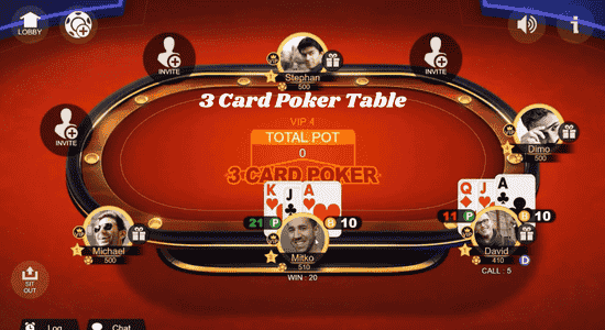 an image of how to play 3 card poker.