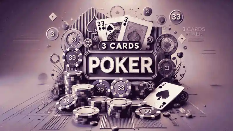 How to play 3 Card Poker online | Hands & Rules Explained 1 Feature image showing title 3 Cards Poker with unique 3d poker graphics