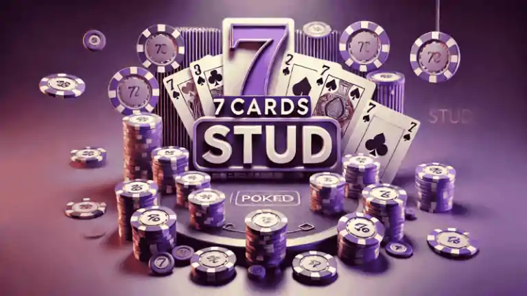 Feature image showing title 7 card stud with unique 3d poker graphics