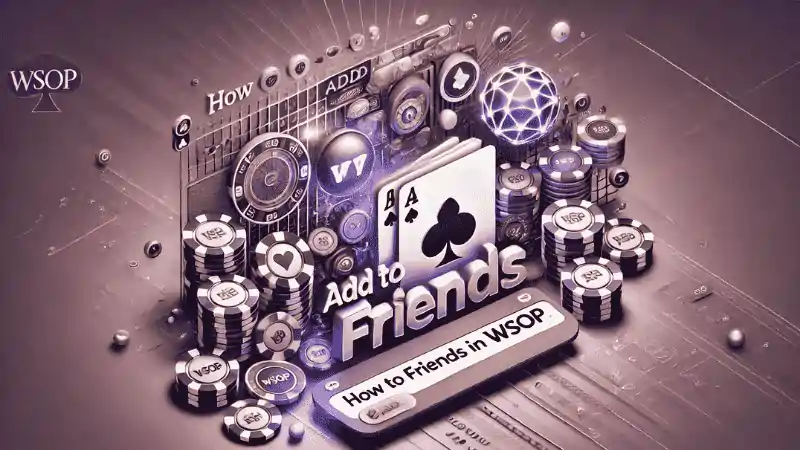 Feature image showing title how to add friends on wsop with unique 3d poker graphics