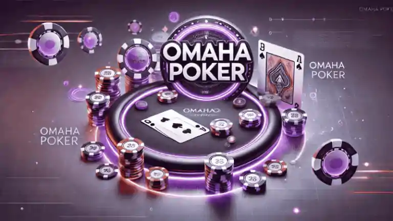 Feature image showing title Omaha Poker with unique 3d poker graphics